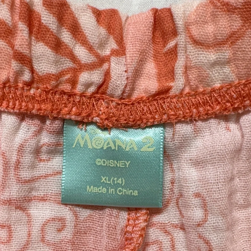 NWT Disney Moana 2‎ Girls XL 14 Cotton Gauze Play Set Shirt Shorts Coral